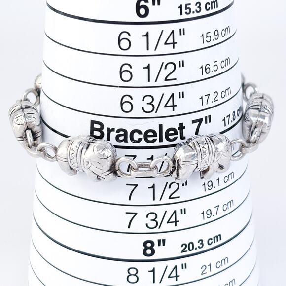 Vintage Sterling Silver 925 Elephant Link Charm Bracelet 8" - Picture 4 of 5